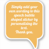 Spraak-Bubble Vorm met Jouw tekst. Sticker (Voorkant)