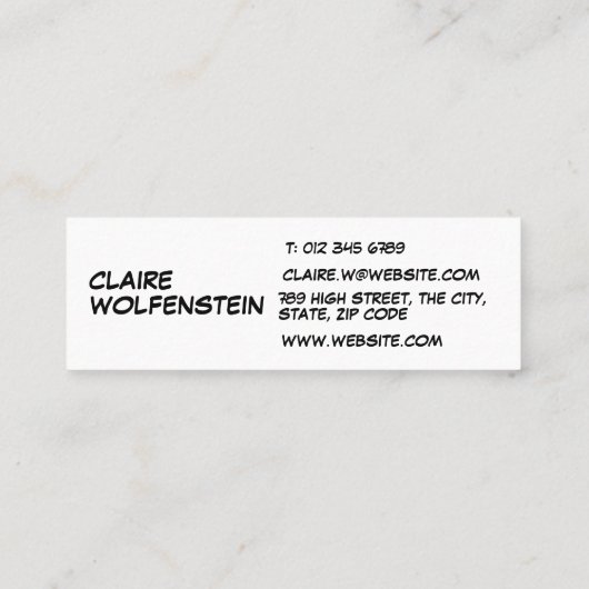 Spraakballon Bericht Pret Retro Stripboek Mini Visitekaartje (Achterkant)