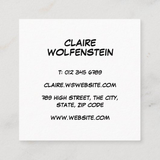 Spraakballon Bericht Pret Retro Stripboek Vierkante Visitekaartje (Achterkant)