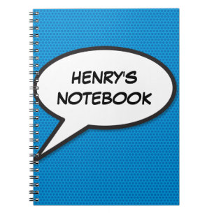 Spraakballon met eigen naam retro strip notitieboek