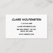 Spraakbubble Bemiddelenboek voor Retro Comic Book Visitekaartje (Achterkant)