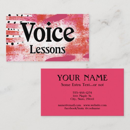 Spraakinstructie Lessen Hot-roze Visitekaartjes (Voorkant / Achterkant)