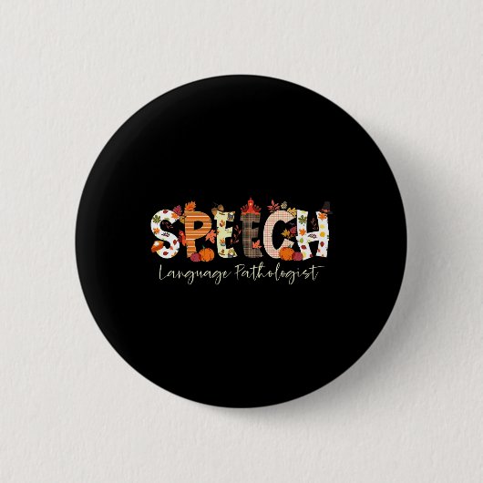 Spraaktaal Patholoog SLP Pompoen Herfst Dank Ronde Button 5,7 Cm (Voorkant)