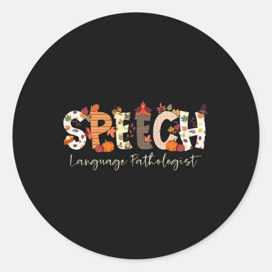 Spraaktaal Patholoog SLP Pompoen Herfst Dank Ronde Sticker (Voorkant)