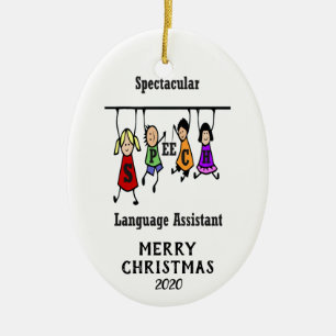 Spraaktaalassistent kerst keramisch ornament