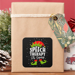 Spraaktherapie Elf Squad Kerst SLP Therapeut Vierkante Sticker