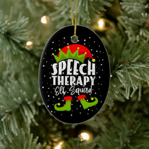 Spraaktherapie Elf Squad Kerstmis SLP Therapeut Keramisch Ornament