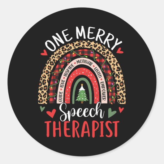 Spraaktherapie Regenboog Kerstmis Spraaktaal P Ronde Sticker (Voorkant)