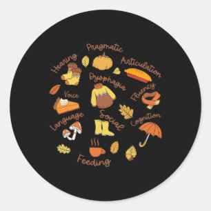 Spraaktherapie Taal Pathologie Thanksgiving SLP Ronde Sticker