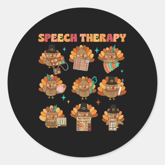 Spraaktherapie Turkije SLP logopedist Herfst Th Ronde Sticker (Voorkant)