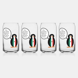 Spraakzame Mevrouw Pinguïn met Mexicaanse Vlag Blikvorm Glas