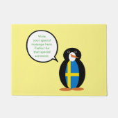 Spraakzame Zweedse Vlag Ms. Pinguïn Persoonlijk  Deurmat (Voorkant)
