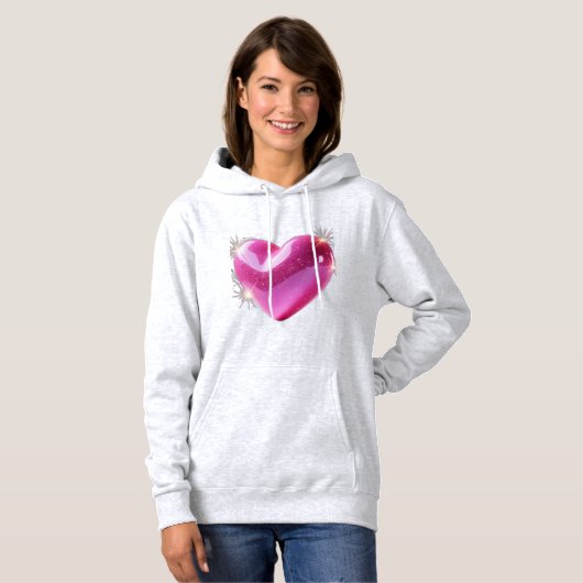 Sprankelend 3D roze hart – een symbool Hoodie (Voorkant volledig)
