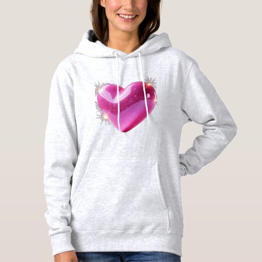 Sprankelend 3D roze hart – een symbool Hoodie (Voorkant)