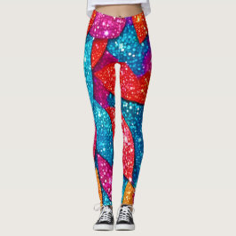 sprankelend bladpatroon met glitter leggings