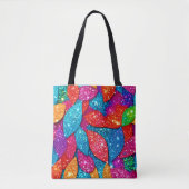 sprankelend bladpatroon met glitter tote bag (Voorkant)