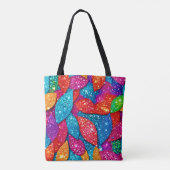 sprankelend bladpatroon met glitter tote bag (Achterkant)