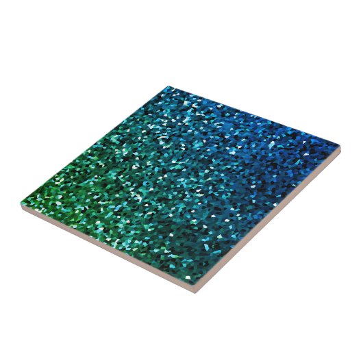 Sprankelend Blauw Groen Glitterig Gift Kleurrijke  Tegeltje (Zijkant)