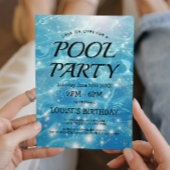 Sprankelend blauw water in zwembad Party uitnodigi Kaart