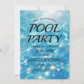 Sprankelend blauw water in zwembad Party uitnodigi Kaart (Voorkant)