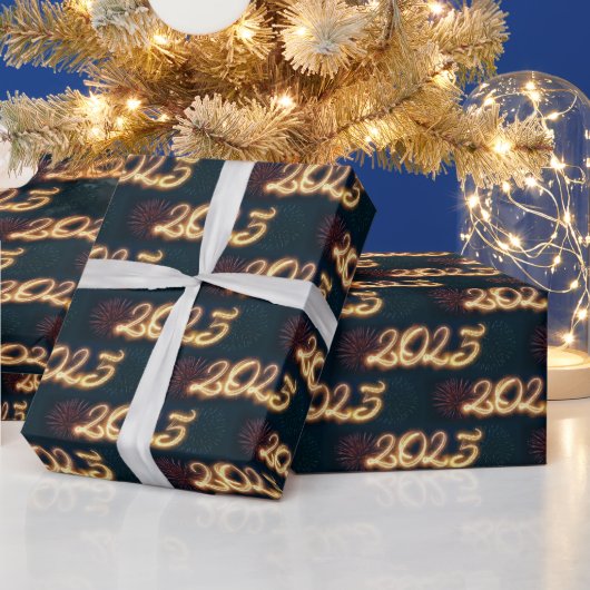 Sprankelend Gelukkig Nieuwjaar Vuurwerk 2025 Cadeaupapier (Feestdagen)