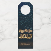 Sprankelend Gelukkig Nieuwjaar Vuurwerk 2025 Flessenhanger (Voorkant)