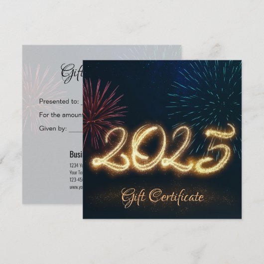Sprankelend Gelukkig Nieuwjaar Vuurwerk 2025 Gift  (Voorkant / Achterkant)