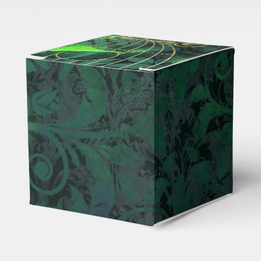 Sprankelend Goud en Groene Vogelkooi Fantasie Bedankdoosjes (Voorkant Zijde)