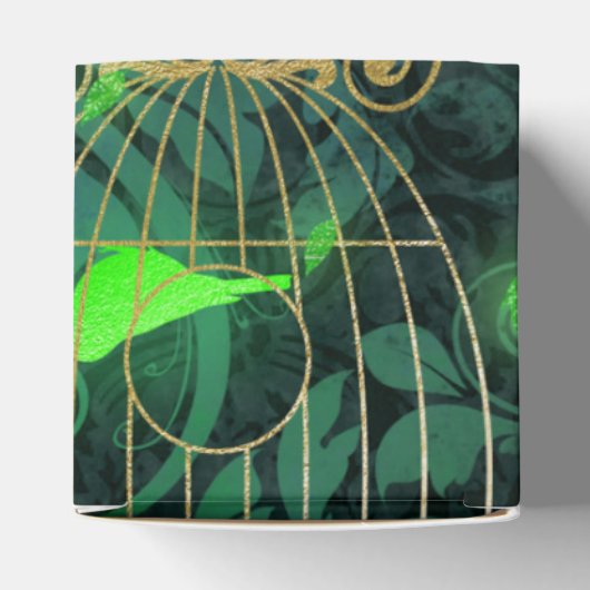 Sprankelend Goud en Groene Vogelkooi Fantasie Bedankdoosjes (Bovenkant)