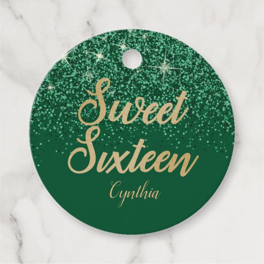 Sprankelend, Groen, Glitter, Zoet 16 Bedankjes Labels (Voorkant)