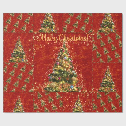 Sprankelend kerstboom inpakpapier (Vlak)
