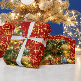 Sprankelend kerstboom inpakpapier