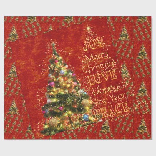 Sprankelend kerstboom inpakpapier (Vlak)
