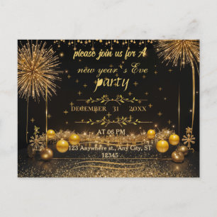 Sprankelend nieuwjaarsfeest uitnodiging briefkaart