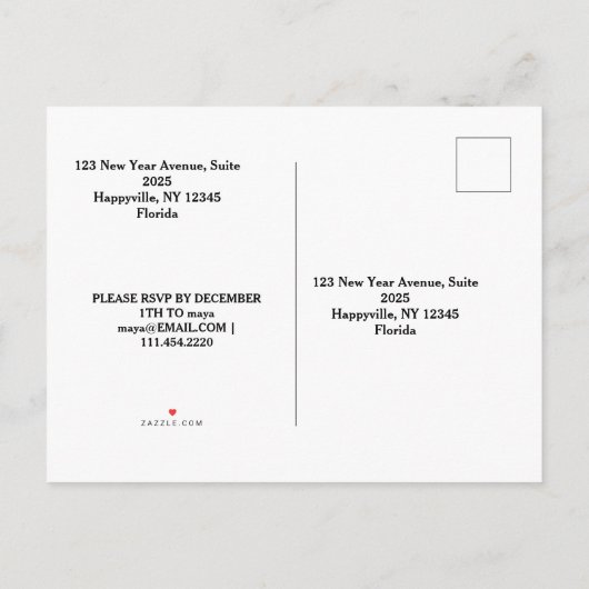 Sprankelend nieuwjaarsfeest uitnodiging briefkaart (Achterkant)