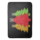 Sprankelend rood goud groen kerstboom sneeuwvlok badmat (Voorkant Verticaal)