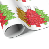 Sprankelend rood goud groen kerstboom sneeuwvlok cadeaupapier (Rol Hoek)