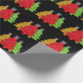 Sprankelend rood goud groen kerstboom sneeuwvlok cadeaupapier (Hoek)