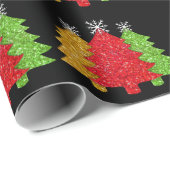 Sprankelend rood goud groen kerstboom sneeuwvlok cadeaupapier (Rol Hoek)