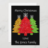 Sprankelend rood goud groen kerstboom sneeuwvlok feestdagenkaart (Voorkant / Achterkant)