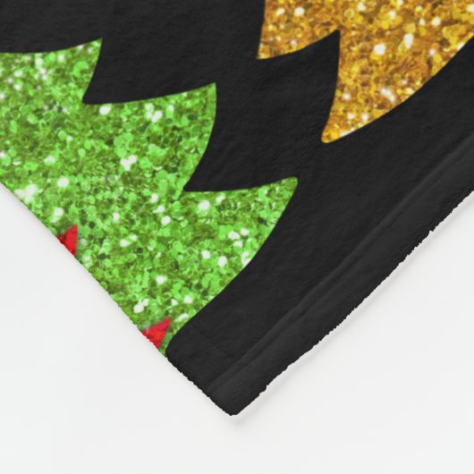 Sprankelend rood goud groen kerstboom sneeuwvlok fleece deken (Hoek)