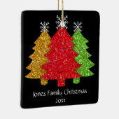 Sprankelend rood goud groen kerstboom sneeuwvlok keramisch ornament (Rechts)