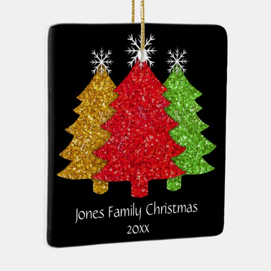 Sprankelend rood goud groen kerstboom sneeuwvlok keramisch ornament (Rechts)
