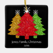 Sprankelend rood goud groen kerstboom sneeuwvlok keramisch ornament (Voorkant)