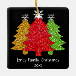 Sprankelend rood goud groen kerstboom sneeuwvlok keramisch ornament