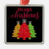 Sprankelend rood goud groen kerstboom sneeuwvlok metalen ornament (Voorkant)