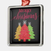 Sprankelend rood goud groen kerstboom sneeuwvlok metalen ornament (Links)