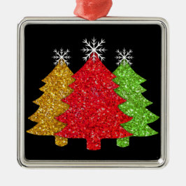 Sprankelend rood goud groen kerstboom sneeuwvlok metalen ornament