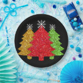 Sprankelend rood goud groen kerstboom sneeuwvlok papieren bordje (Feest)