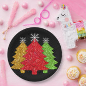 Sprankelend rood goud groen kerstboom sneeuwvlok papieren bordje (Feest)